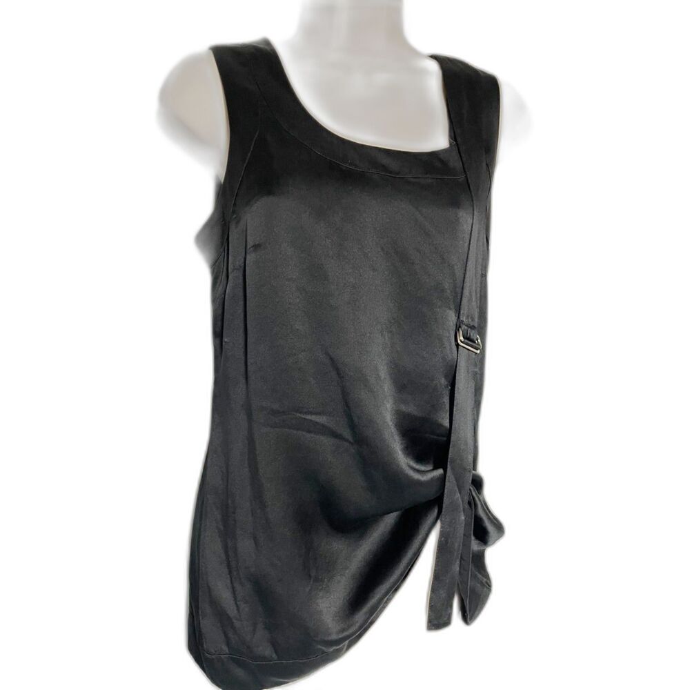 Emma Black Fab SILK blouse with tab tie  size 8